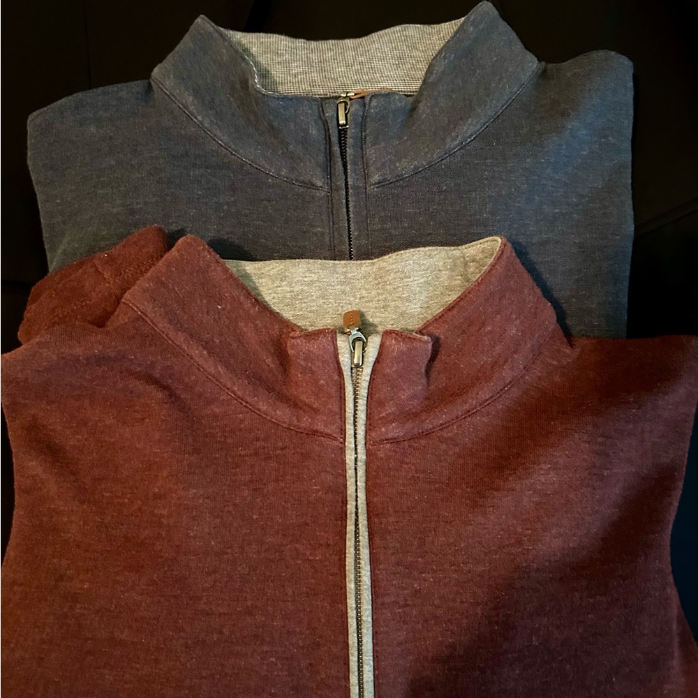 Bundle (2) Mizzen + Main 1/4 zip Pullover/Sweaters size XL Trim